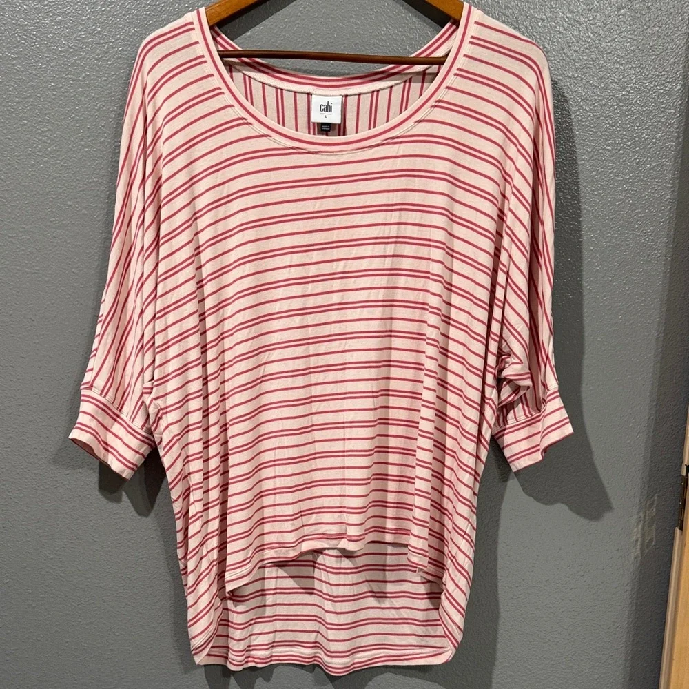 CAbi Pink & Cream Striped Dolman-Sleeve Tunic - Picture 1 of 4